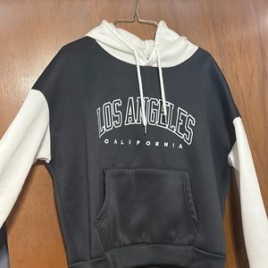 SHEIN gray and white graphic Los Angeles Hoodie